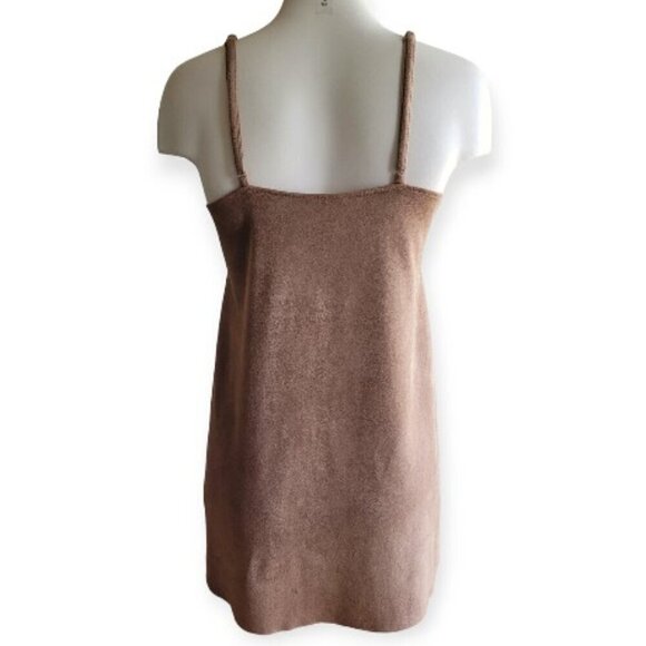 Aritzia Wilfred Free Vegan Suede Tan Slip Dress XS Spaghetti Straps Nori - Picture 6 of 10